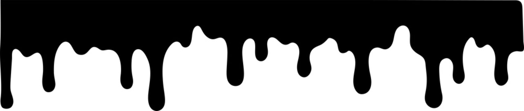 Drip border. Dripping liquid. Flow of paint. Flowing paint, stains. Hand drawn vector illustration.