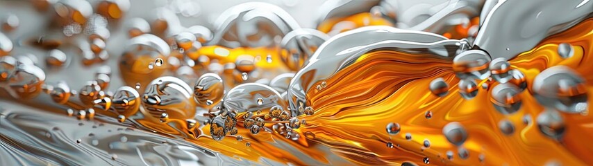 Liquid abstract background banner white and orange