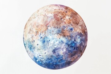 Obraz premium A beautiful watercolor painting of a planet with a moon in the background. Ideal for educational materials or space-themed designs