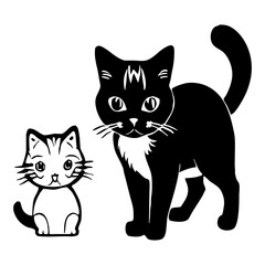 Cat . Animal black and white illustration . Logo design, for use in graphics. Generated by Ai