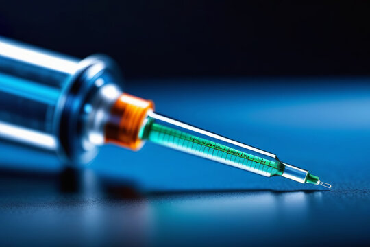 Abstract medical syringe ready for clinical use and vaccinations