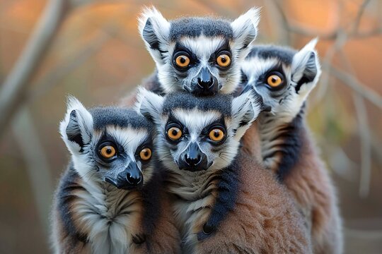 Ring-tailed lemur (Lemur catta) family