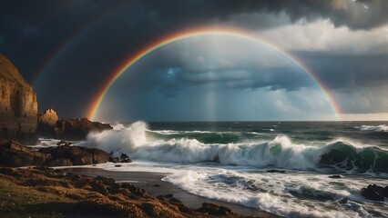 Rainbow over the Atlantic Ocean