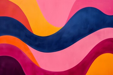 Modern Artistry. Dynamic Curves Dancing in Vivid Hues on Canvas.