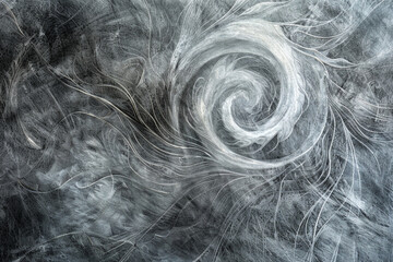 A charcoal drawing, abstract with a Thai style, featuring swirling gray tones and ethereal patterns Background