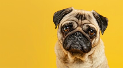 Cute pug dog looking at the camera, suitable for pet-related designs
