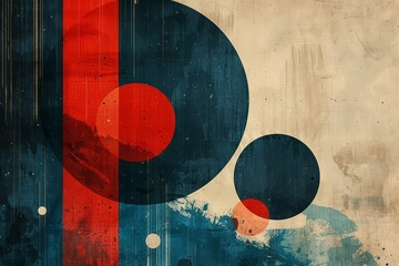Retro Fusion. Bold Circles and Stripes on a Distressed Vintage Backdrop.