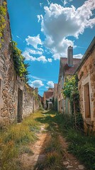 Obraz premium narrow street with stone houses in an idyllic French country village