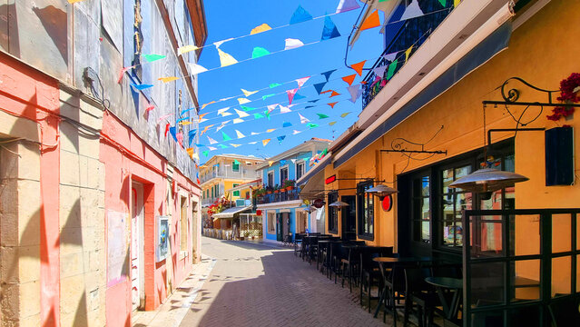 lefkada city in spring season greece greek tourist resort