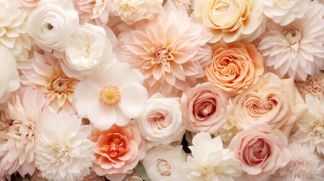 White and pink assorted flowers background