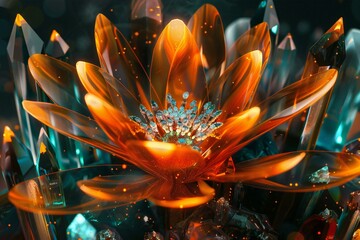  illustration of a fantasy flower with lights and sparkles