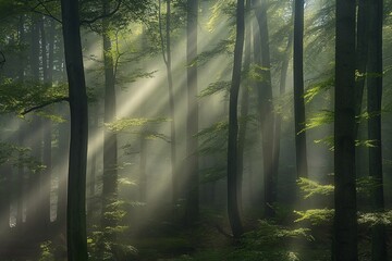 tranquility of a misty forest