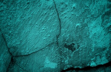 Naklejka premium Old wooden board background, Blue Plastered rusty concrete wall, Dark blue green wall textured background, damaged wall textured background.
