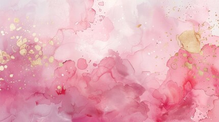 Vibrant abstract painting in pink and gold colors, perfect for adding a touch of elegance to any design project