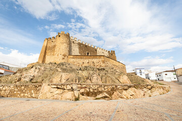 the medieval castle of Valencia del Ventoso, comarca of Zafra - Río Bodión, province of Badajoz,...