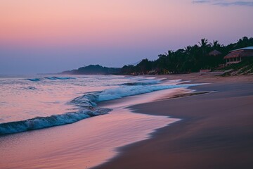 Obraz premium serenity of a secluded beach at sunrise