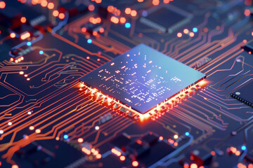 chip on circuit board , Artificial Intelligence modern microchip
