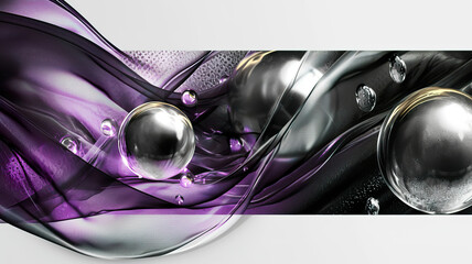 Futuristic Flow with Glossy Spheres Abstract background banner