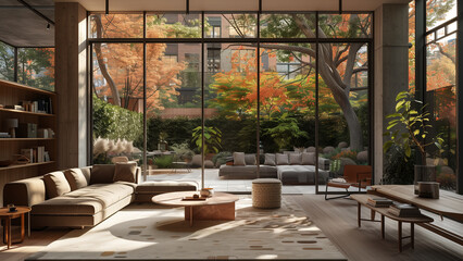 Fototapeta premium Urban Oasis: A Blend of Nature and Modern Design