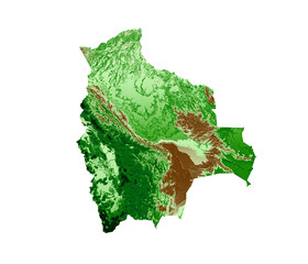Bolivia Topographic Map 3d realistic map Color 3d illustration