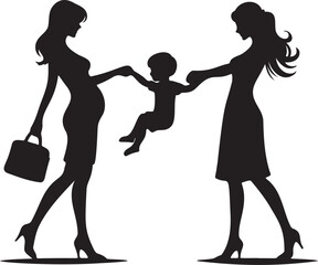 Vector mothers Day with mother and children