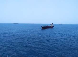 Tanker ship in the sea in beautiful Clam sea