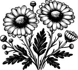 Flower black outline vector illustration. Coloring book page.