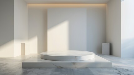 Pristine Stage for Jewelry Display: Minimalist White Podium with Clean Lines