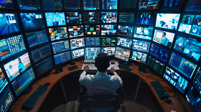 ingeniero empleado en inteligencia controlando el sistema de interfaz y log&iacute;stica ciencia y seguridad tecnol&oacute;gica del servidor y software mediante la programaci&oacute;n digital