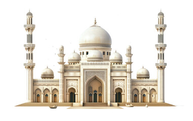 Fototapeta na wymiar Exploring Islamic Architectural Marvels, Masjid on white background.