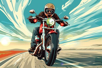 A man riding a motorcycle on a road, ideal for travel blogs