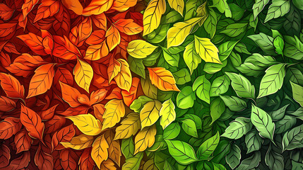 Fototapeta premium Leaves with different shades due to the change of the seasons. Concept of inexorable passage of time.