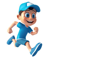 Dynamic Sports Character Design, Athletic 3D Cartoon Model on white background.