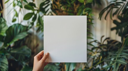 Architectural Table Top View of Blank Paper Held in Human Hand