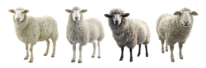 3D Rendering Pack of a Sheep Standing on Transparent Background - Ai Generated
