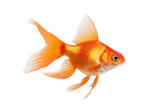 A single goldfish gliding in a glass bowl filled with water, embodying simplicity and elegance. Generative AI