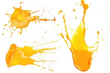 Fresh orange juice splashes on a clean white surface, perfect for food and beverage advertising