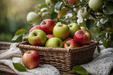 Image of Fresh Apples in a Basket