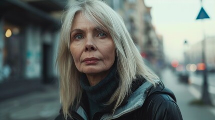 Fototapeta premium Old Latino Woman with Blond Straight Hair 1990s style Illustration.