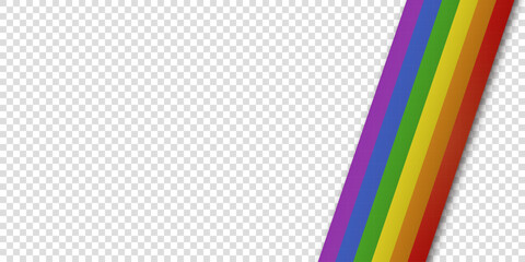 Lgbt Pride History Month color background with copy space for text. Vector illustration. Abstract geometric red, orange, yellow, green, blue and purple ribbon lgbtq color transparent background.