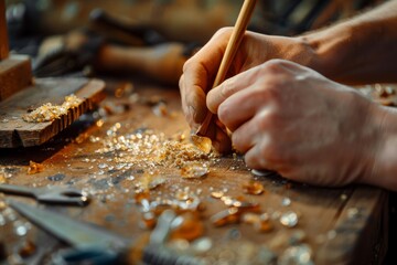 Creating Jewelry from Epoxy Resin in Workshop, Craftsman Jeweler Makes Jewelry from Epoxy Resin