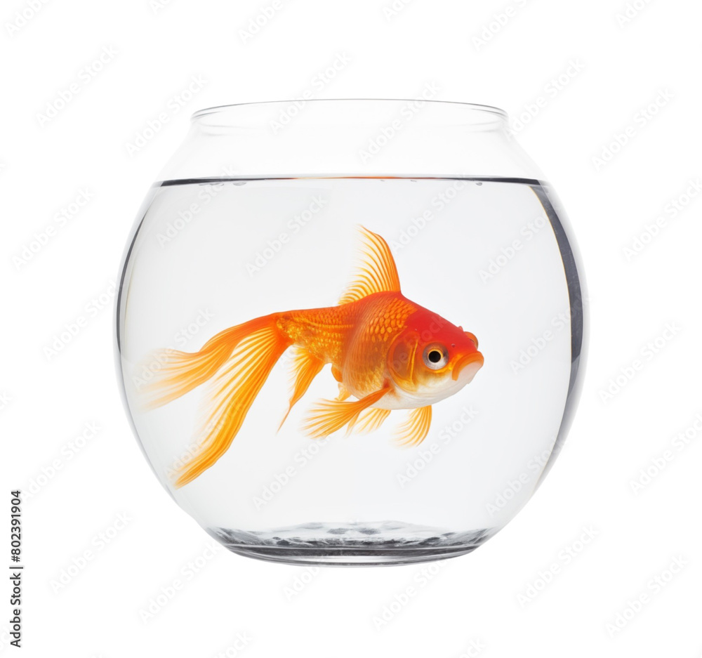 Wall mural A vibrant goldfish with delicate fins and scales, swimming gracefully on a transparent background. Generative AI - Wall murals
