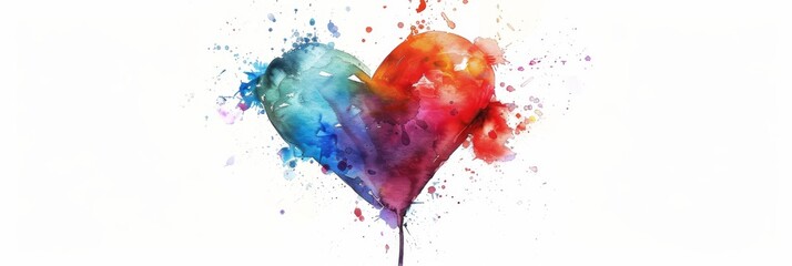 Fototapeta premium Watercolor Heart Isolated, Love Splash Symbol, Generative AI Illustration