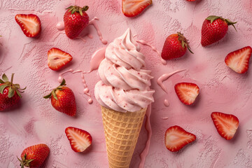 Strawberry Delight Ice Cream Cone