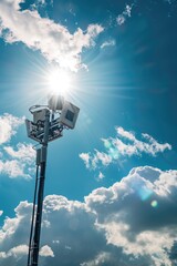 Street light with sun shining behind, suitable for urban concepts