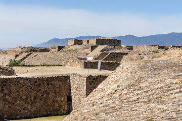 Panoramic view of the archeological site of Monte Albán, Oaxaca, Mexico