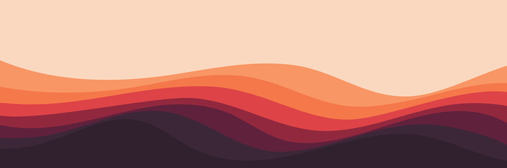 minimalist orange sunset gradient wave pattern illustration vector design for wallpaper, backdrop, background, web banner, and design template	