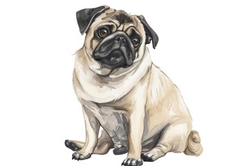 Obraz premium A cute pug dog sitting down. Perfect for pet lovers