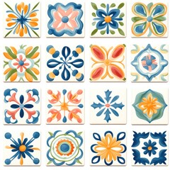 italian majolica tiles ornate decoration wall texture, ai