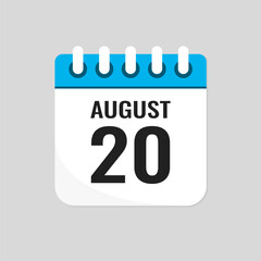 Icon page calendar day - 20 August